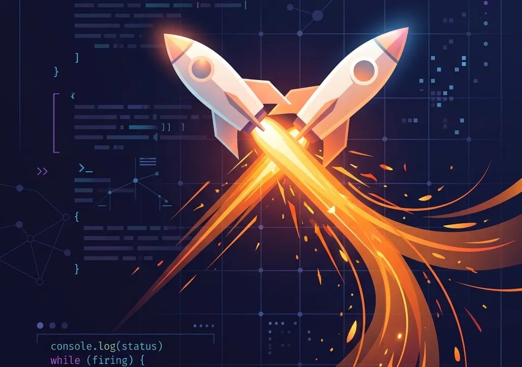Rocket launch abstract design illustration