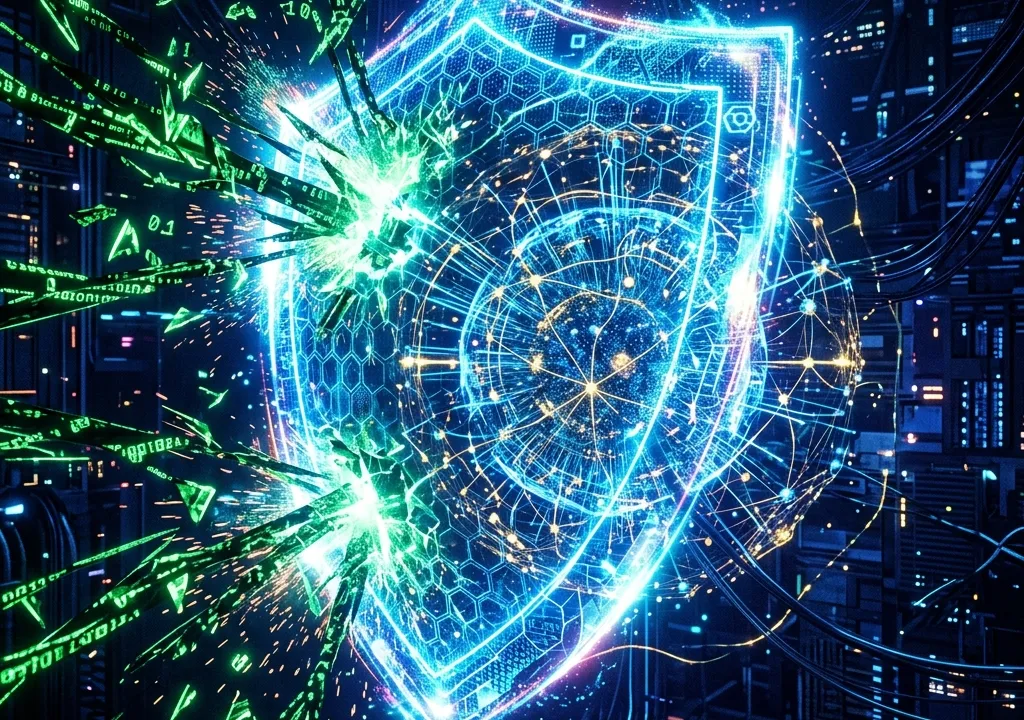 Cybersecurity shield protecting neural network from malicious code injection