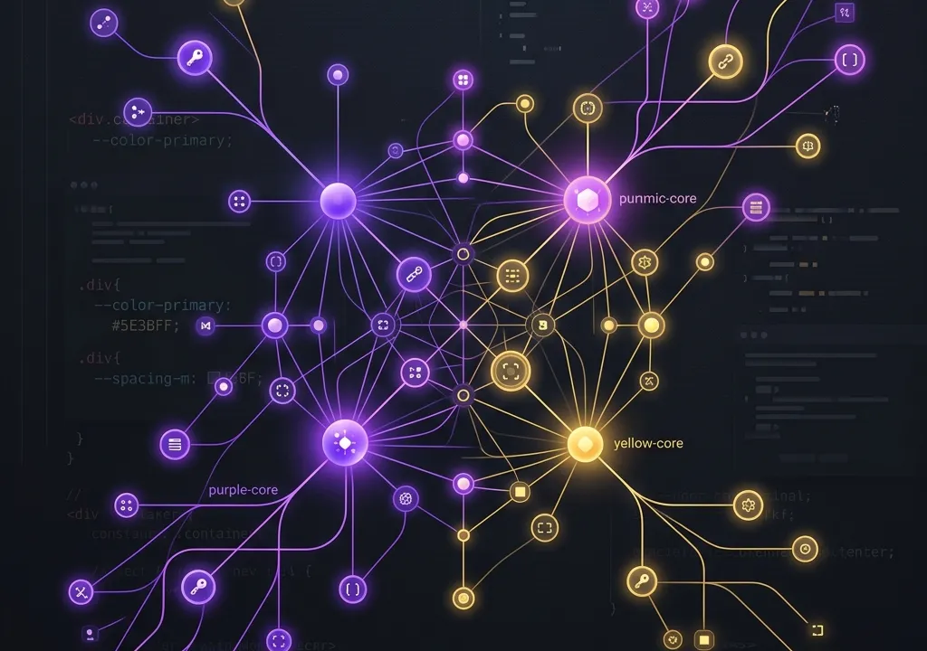 Abstract design tokens network illustration